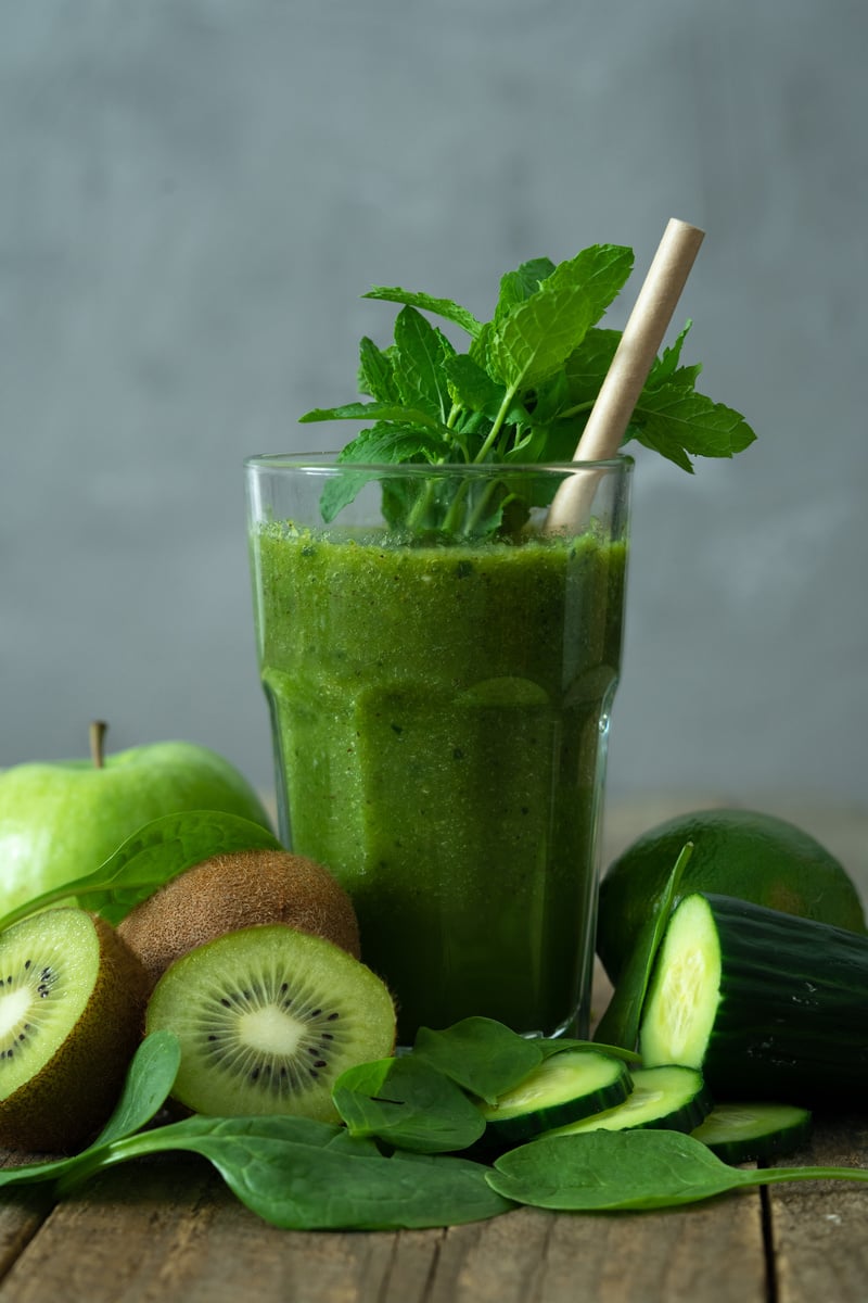 Green Liquid in Clear Drinking Glass